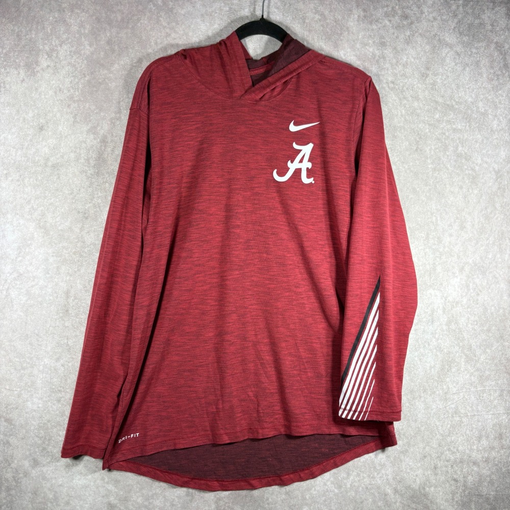 Nike Hoodie Shirt Mens L Red Alabama Crimson Tide Dri-FIT Long Sleeve Tee Active